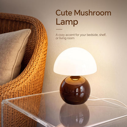 Dawnwake Mushroom Lamp Table Lamp for Bedroom-Small Desk Table Lamps,White