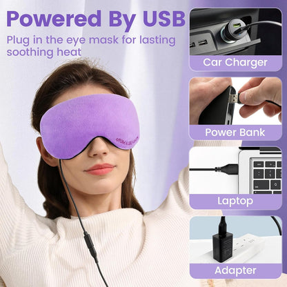 Aroma Season Heated Eye Mask for Dry Eyes, Warm Eye Compress with 4 Heat & time Levels, Washable Eye Heating Pad Blepharitis, Styes, Travel, Improved Sleep, Gift (Gray)