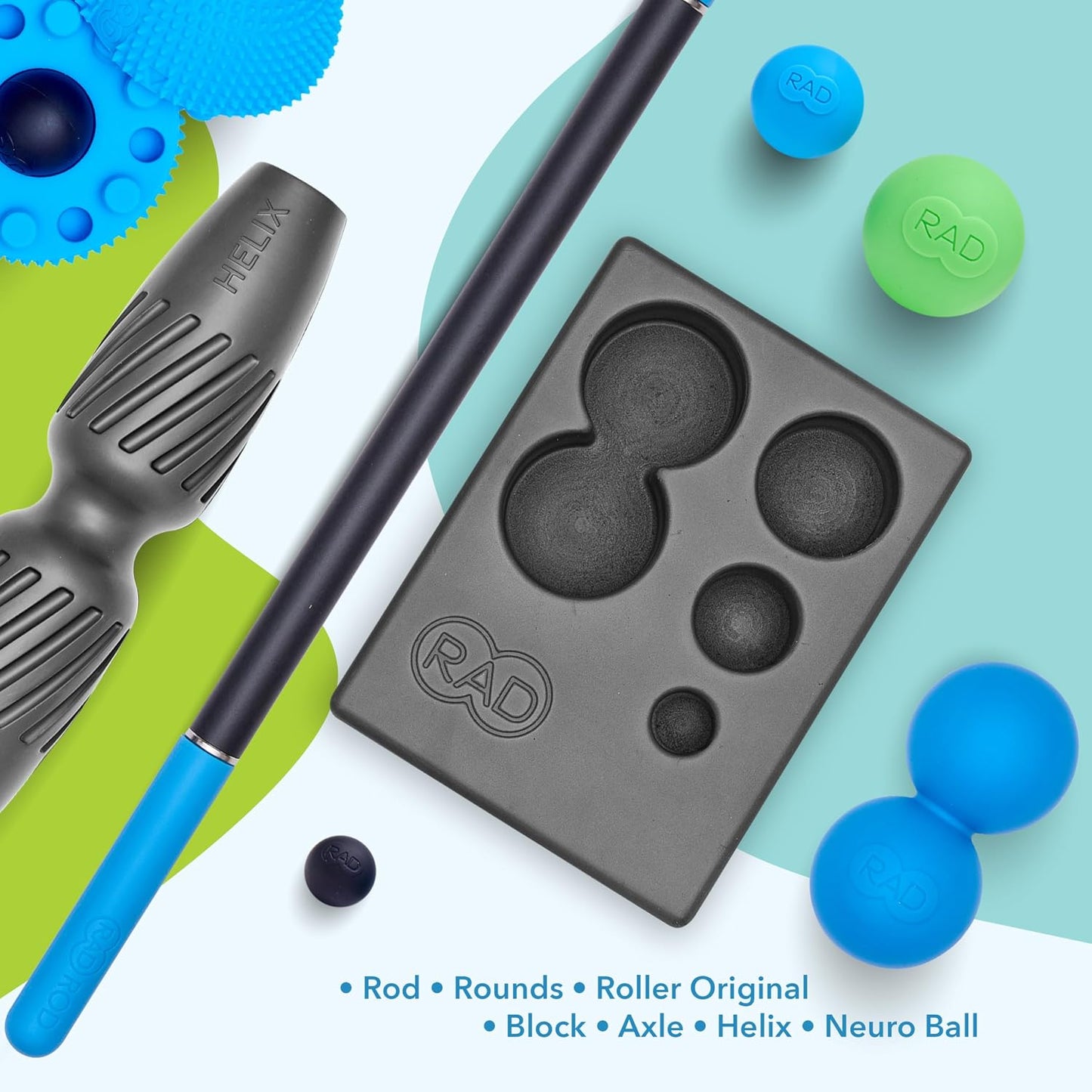 RAD Point Release Kit / 5-in-1 Massage Tool Kit with Block, Massage Balls and Peanut Roller for Self Massage, Mobility and Recovery