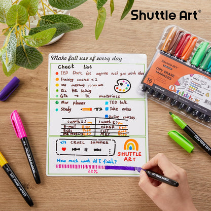 Shuttle Art Magnetic Whiteboard Markers, 20 Pieces Fine Tip and Eraser, Dry Erase Whiteboard Markers, for Writing on Whiteboards, Weekly Planner, Glass for School Office Home
