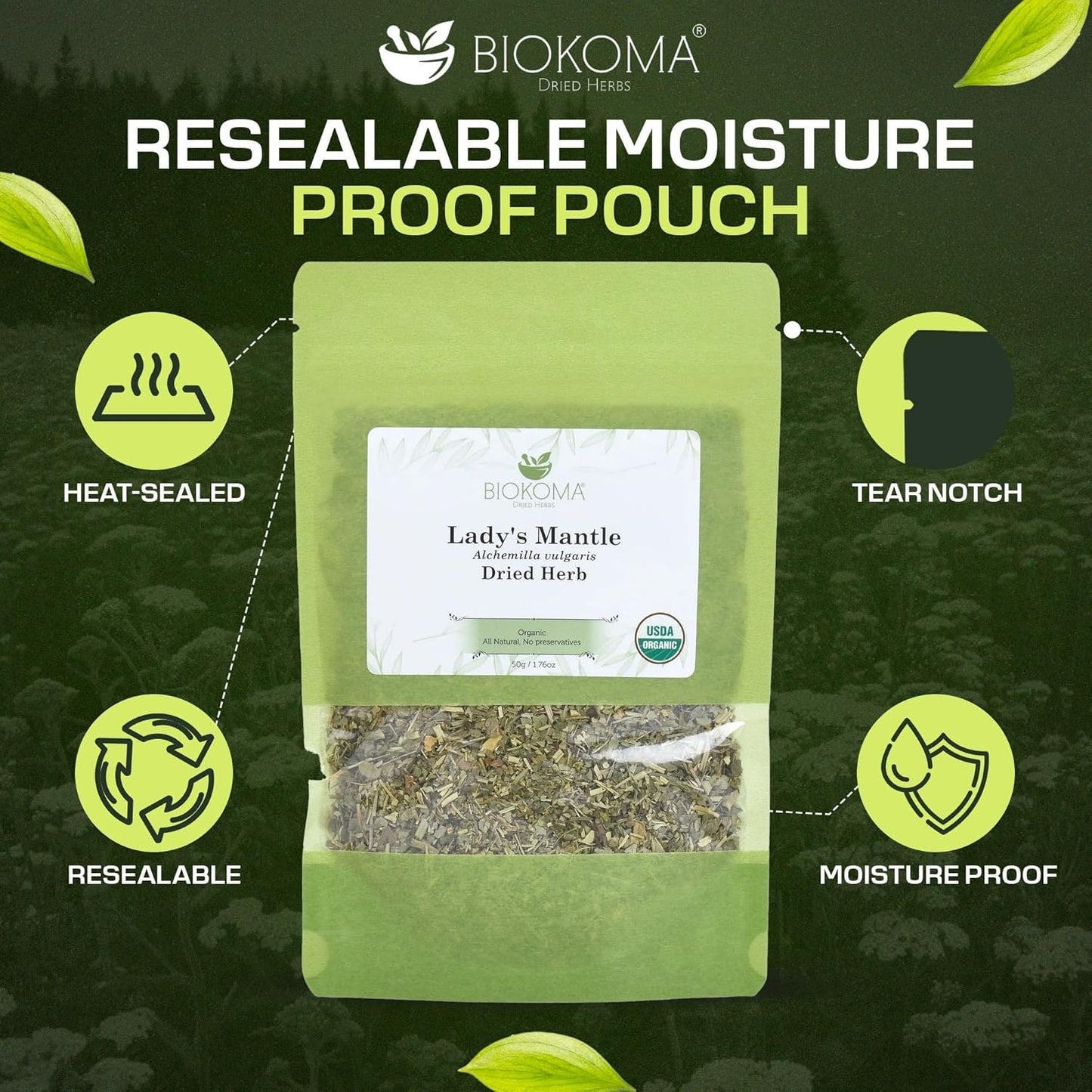 Biokoma Organic Dandelion Root Dried Herb 100g (3.55oz) USDA Organic Taraxacum Cut & Sifted Herbal Tea Kidney Liver Detox Digestion Support Caffeine-Free No Additives No Preservatives No GMO Kosher