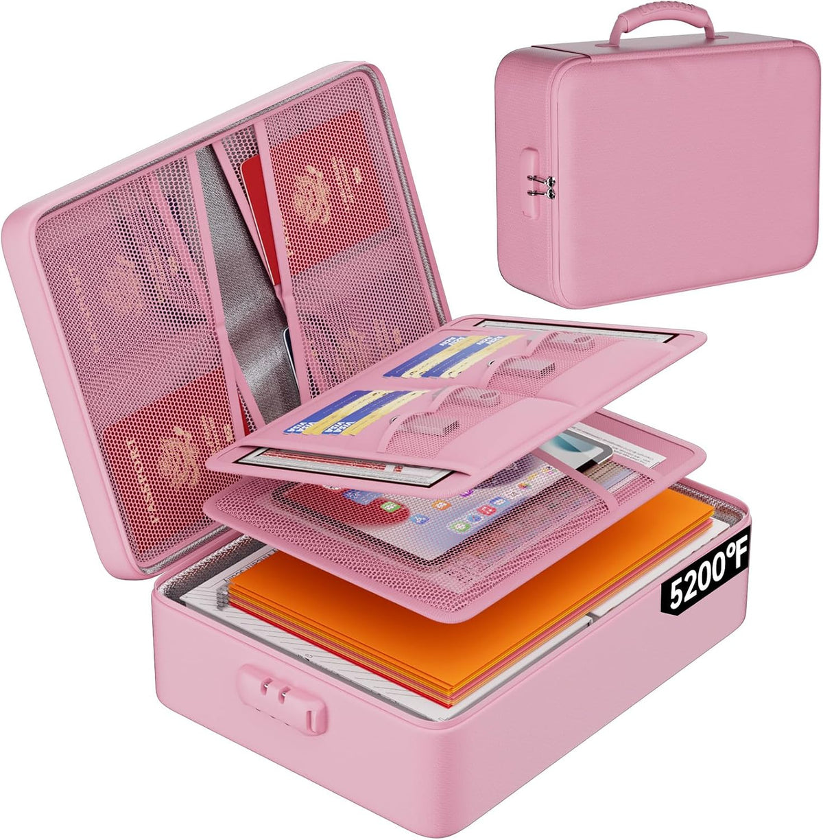 DocSafe 5200°F Fireproof Document Organizer Box with Lock, Heat Insulated