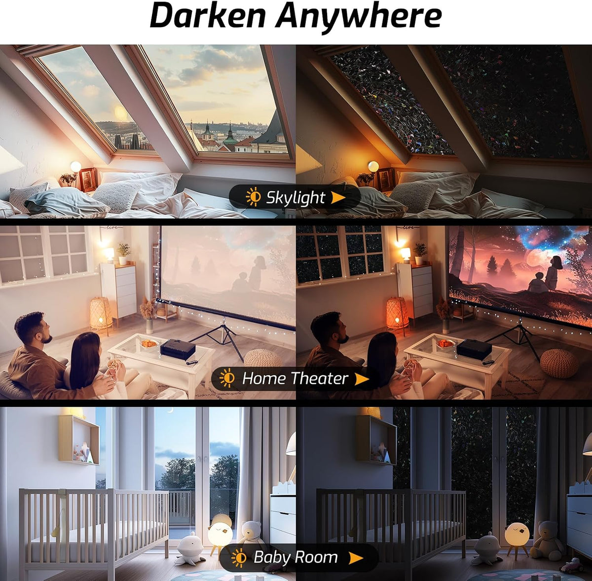 LUTE Blackout Window Film, Window Tint for Home Privacy, 17.5" x 78.7"