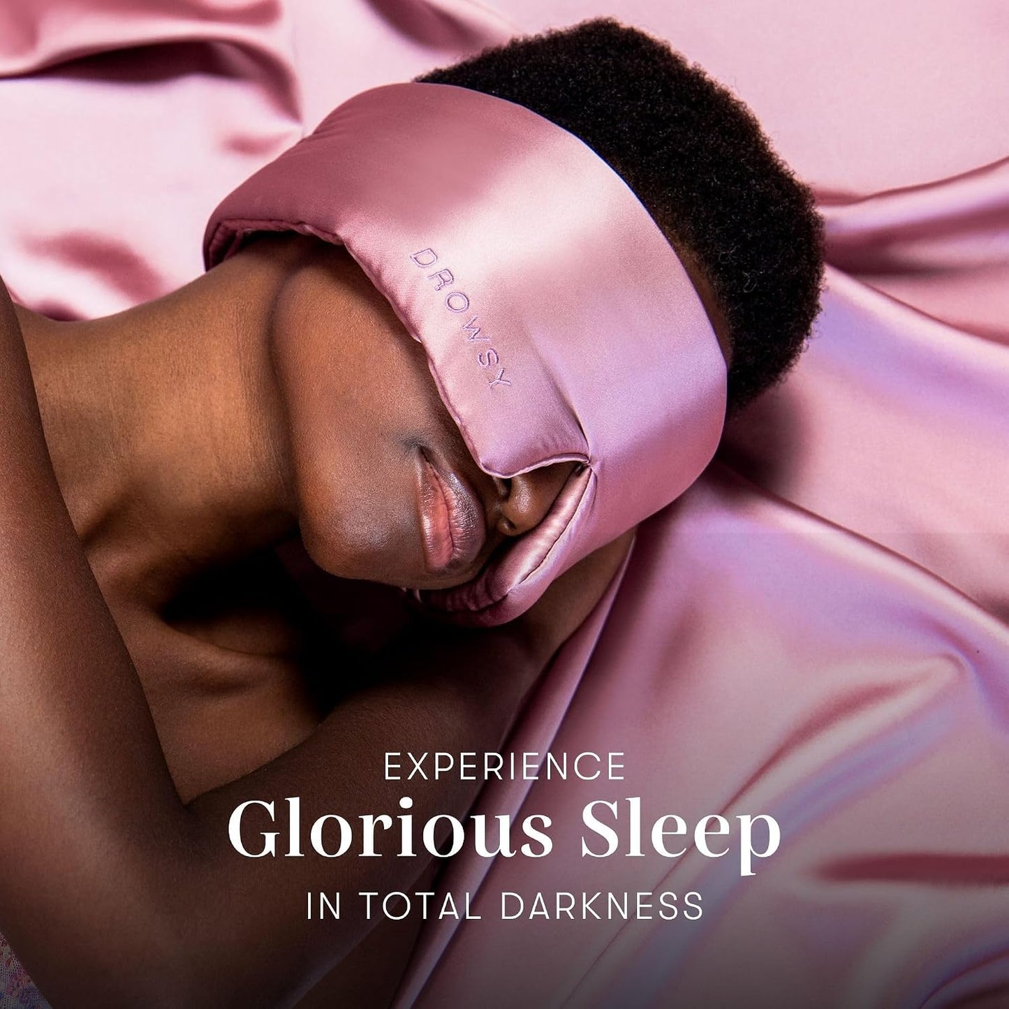 DROWSY Silk Sleep Mask - Face-Hugging, Padded Cocoon for Luxury Sleep in Total Darkness - 100% Pure Mulberry Silk (Black Jade)