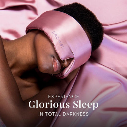 DROWSY Silk Sleep Mask - Face-Hugging, Padded Cocoon for Luxury Sleep in Total Darkness - 100% Pure Mulberry Silk (Black Jade)