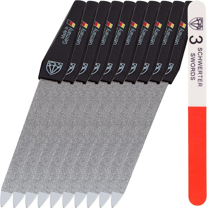 3 Swords Germany - Brand Quality Sapphire Metal Nail File Set (5 pcs.) with 3-Way Nail Buffer (1 pc.), Manicure Pedicure Finger & Toe Nail Care - Made in Solingen Germany (671)