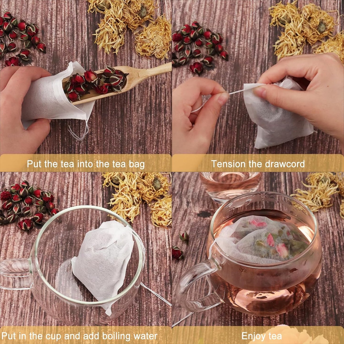 NEPAK 600 Pcs Disposable Tea Bags with Drawstring,Tea Filter Bags,Empty Tea Bags for Loose Leaf Tea(2.36 x 3.15 inch)