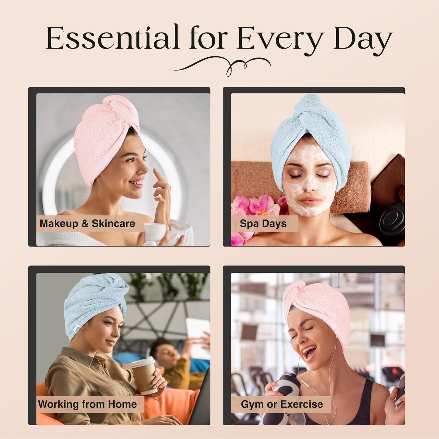Lili&James 100% Cotton Hair Towel Wrap for Women & Kids – 420 GSM Quick Dry Hair Turban with Double Button Loop, Anti Frizz Non Microfiber Hair Drying Towel for Curly, Long & Thick Hair (Lilac)