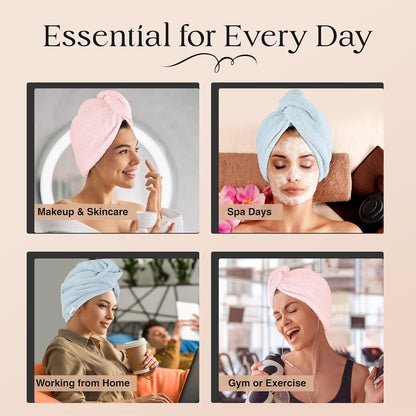 Lili&James 100% Cotton Hair Towel Wrap for Women & Kids – 420 GSM Quick Dry Hair Turban with Double Button Loop, Anti Frizz Non Microfiber Hair Drying Towel for Curly, Long & Thick Hair (Lilac)