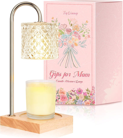 TigQiang Candle Warmer Lamp with Timer Dimmer, Birthday Gifts for Women Mom, House Warming Gifts, Elegant New Home Decor, Wax Warmer for Jar Candles, Heater Lamp for Scented Wax, Amber Glass
