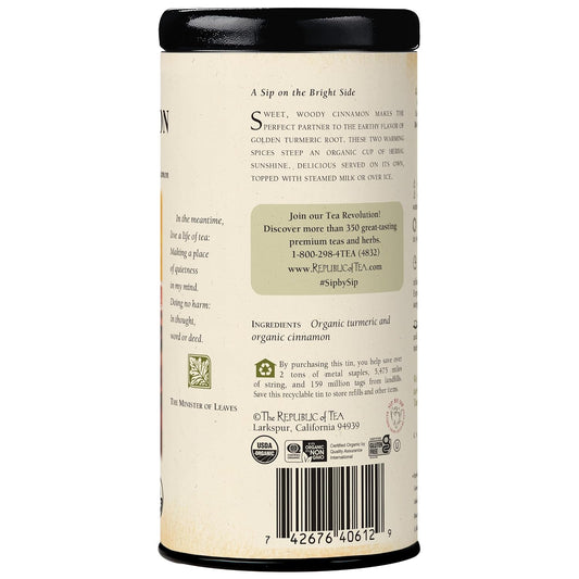 The Republic of Tea Organic Turmeric Cinnamon Herbal Tea, 36 Count
