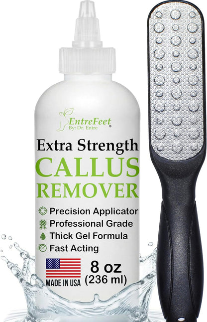 Dr. Entre's Callus Remover Gel & Foot File: Extra Strength Callus Remover for Feet, Foot Callus Remover Care, Pedicure Tools Supplies, Spa Kit, Dead Skin Scrubber, 4 oz