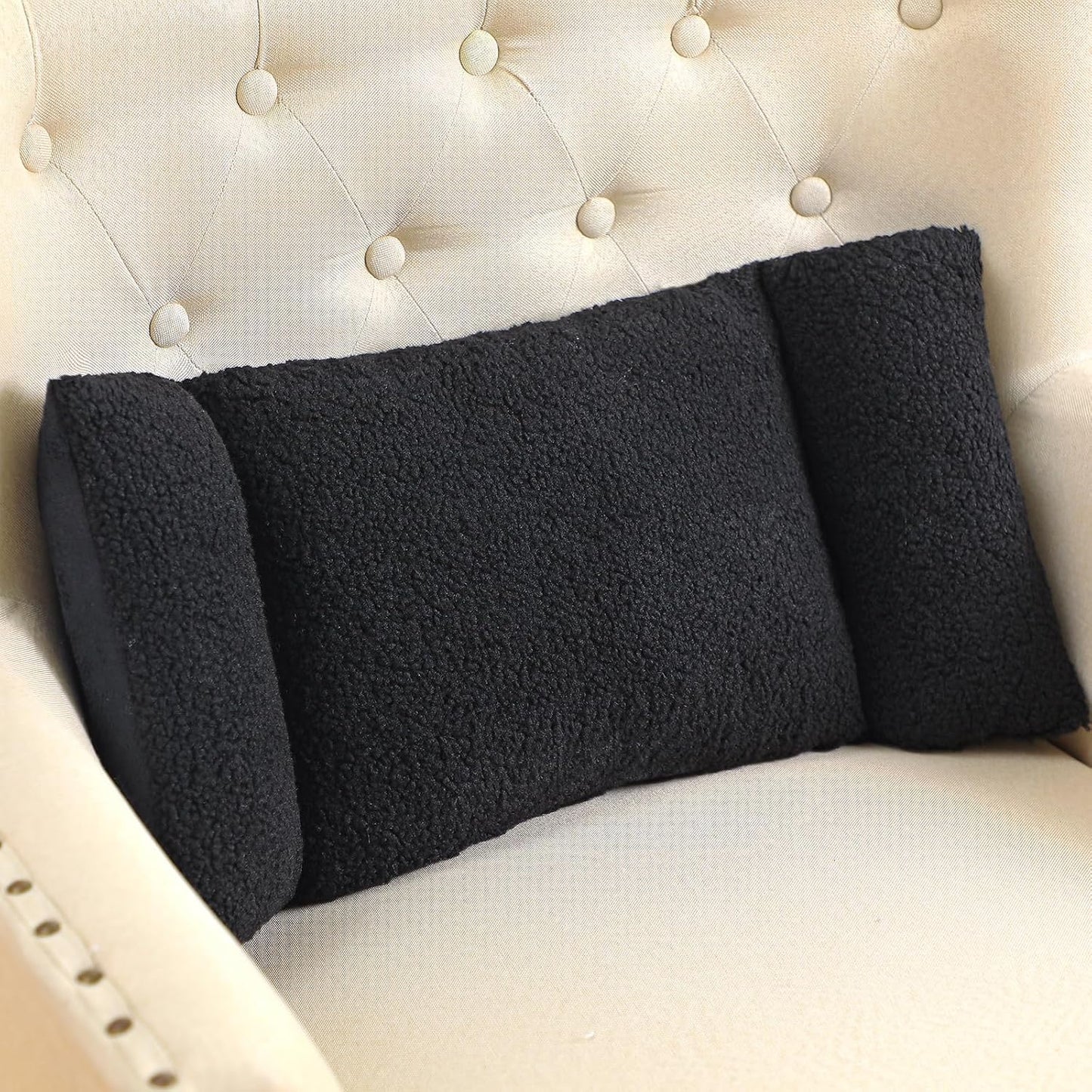 Queekay Fleece Lumbar Support Pillow 3 Section Back Pillow Office Chair for Back Support Comfortable Lumbar Cushion for Car Seat Pain Relief Sofa Rest(Gray)