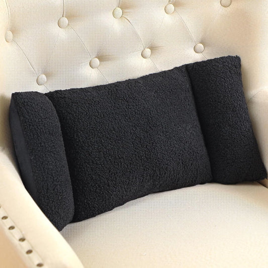 Queekay Fleece Lumbar Support Pillow 3 Section Back Pillow Office Chair for Back Support Comfortable Lumbar Cushion for Car Seat Pain Relief Sofa Rest(Gray)