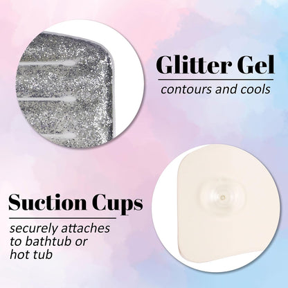 Glitter Gel Cooling Spa Pillow -Bathtub & Hot Tub Relaxation Cushion | Neck & Head Support Bath Pillow. Luxury Spa Accessory Gift for Women - Ultimate Comfort & Relaxation