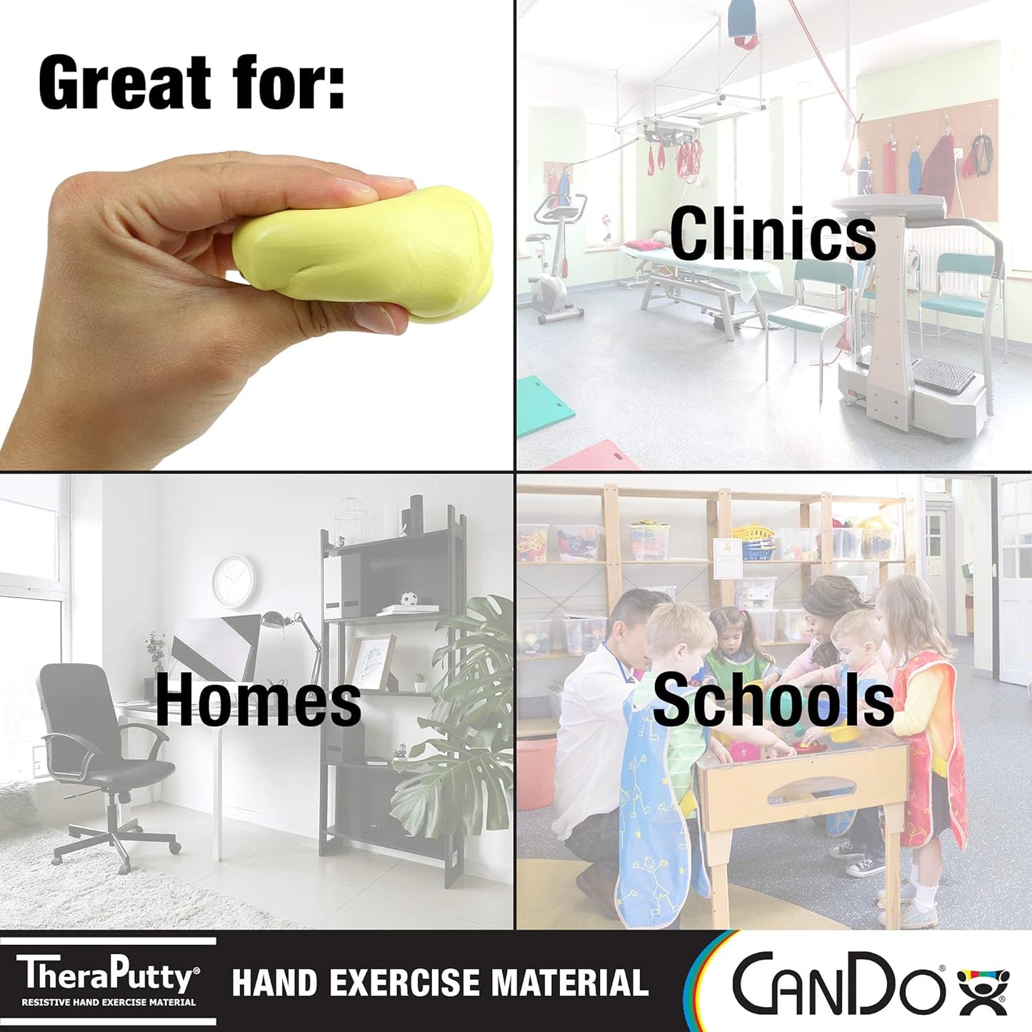 CanDo TheraPutty Standard Hand Exercise Putty For Rehabilitation, Exercises, Hand Therapy, and Occupational Therapy. Use To Strengthen Hand Muscles, Improve Fine Motor Skills, And Decrease Stress