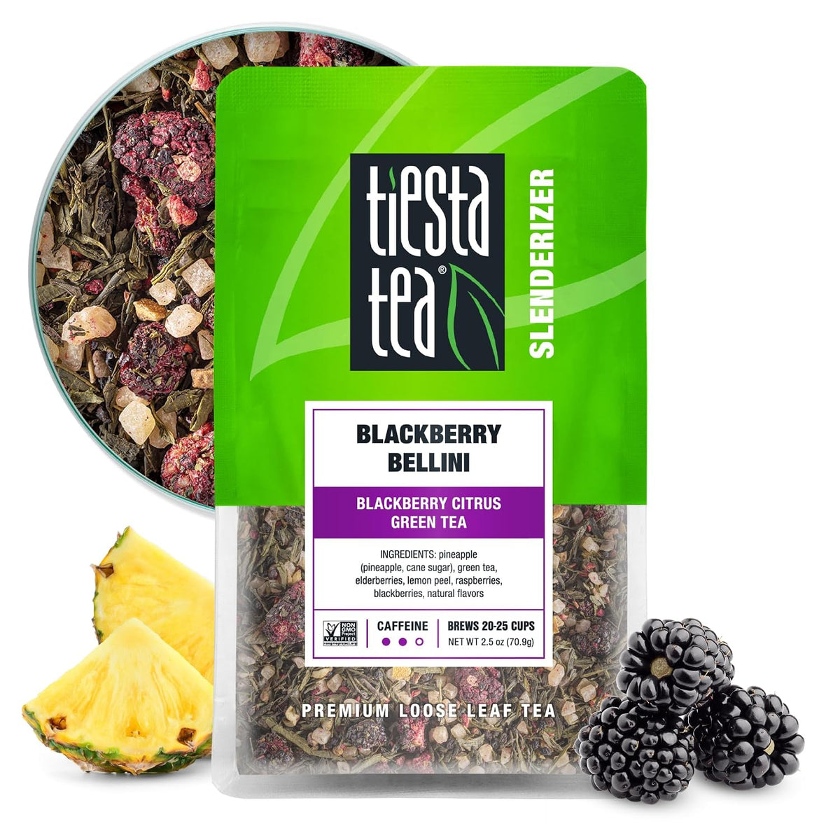Tiesta Tea Blackberry Bellini Blackberry Citrus Green Tea Loose Leaf 2.5oz