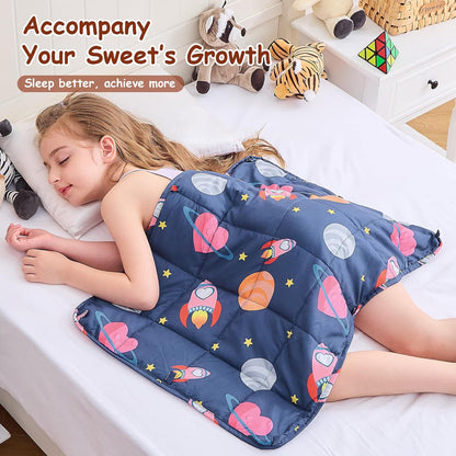 yescool Weighted Lap Pad 2 Pounds Weighted Lap Blanket, Space Plane Small Weighted Blanket, Weighted Throw Blanket Gifts for Travel Indoor Outdoor, 20"x30"