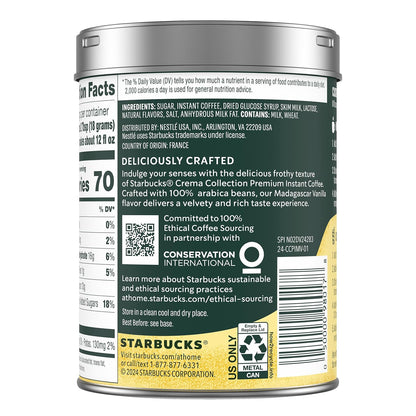 Starbucks Crema Collection Premium Instant Madagascar Vanilla Flavored Instant Coffee, 100% Arabica Beans, 3 Tins (7.12 Oz Each)