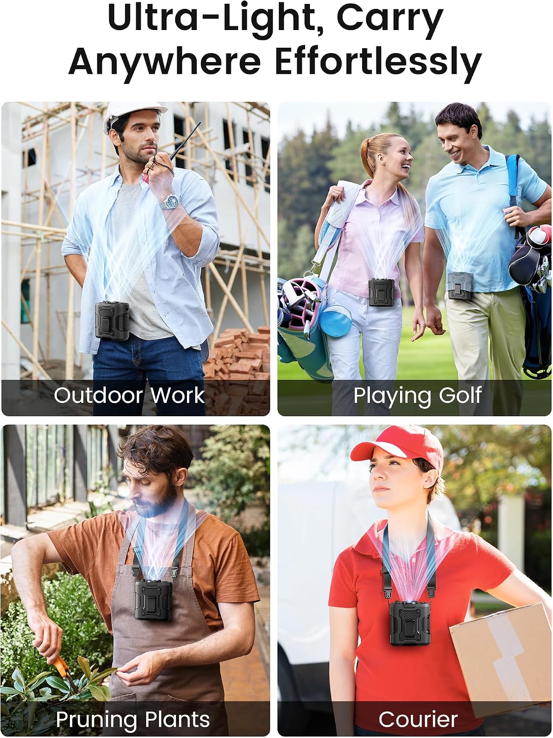 Koonie Waist Clip-on Fan for Shirt, 100 Levels of Speeds, 24H Work Time