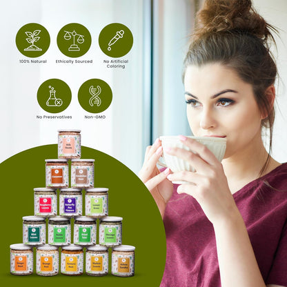 Assorted Loose Leaf Tea, 15 Herbal Teas, Up to 900 Servings