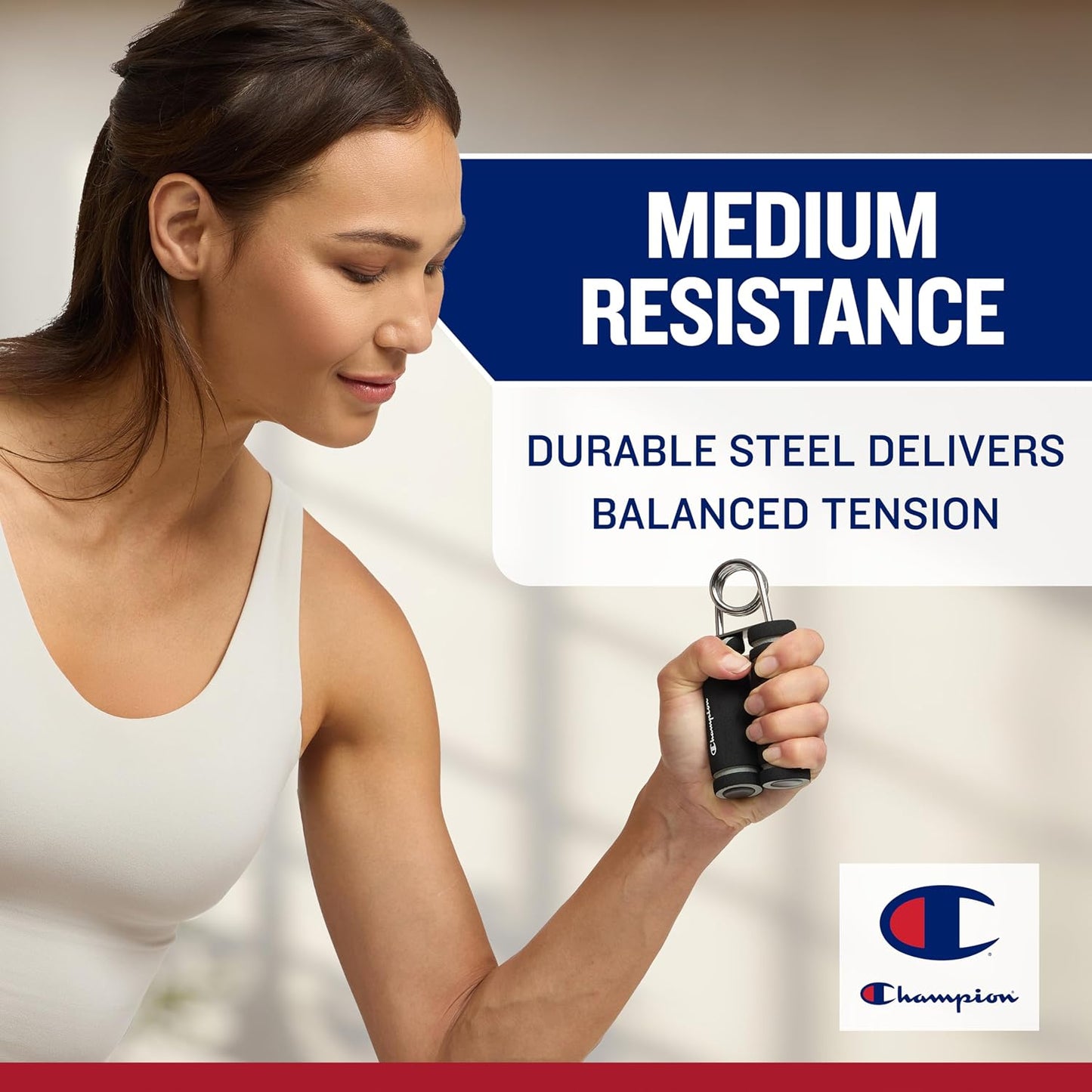 Champion 2-Pack Hand Grip Strengthener, Medium Resistance Grip Strength Trainer with Soft Foam Handles, Forearm and Wrist Trainer for Home Gym Workouts, Stress Relief and Daily Conditioning