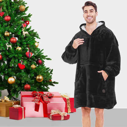THREE POODLE Wearable Blanket Hoodie for Women, Oversized Sherpa Sweatshirt Blanket for Adults Men, Cozy Hooded Blankets, Gifts for Teen Girls Women Mom Sister