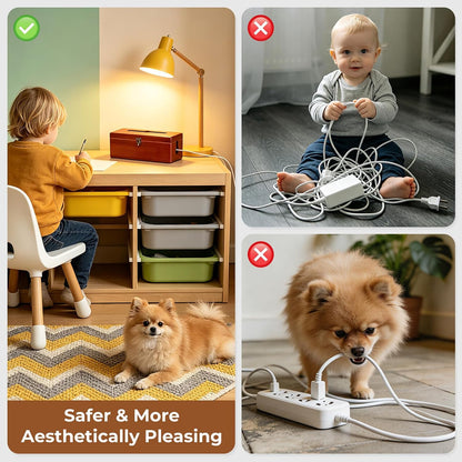 Large Cable Management Box with Clasp, Soild Wood Cord Box with 4 Open Slots, Cable Box to Hide Cords and Power Strip