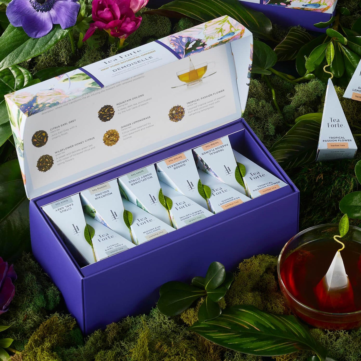 Tea Forte Premium Presentation Box Gift Set Sampler, 20 Count, Assorted Blends Individually Wrapped Handcrafted Pyramid Infuser Bags, Frank Lloyd Wright