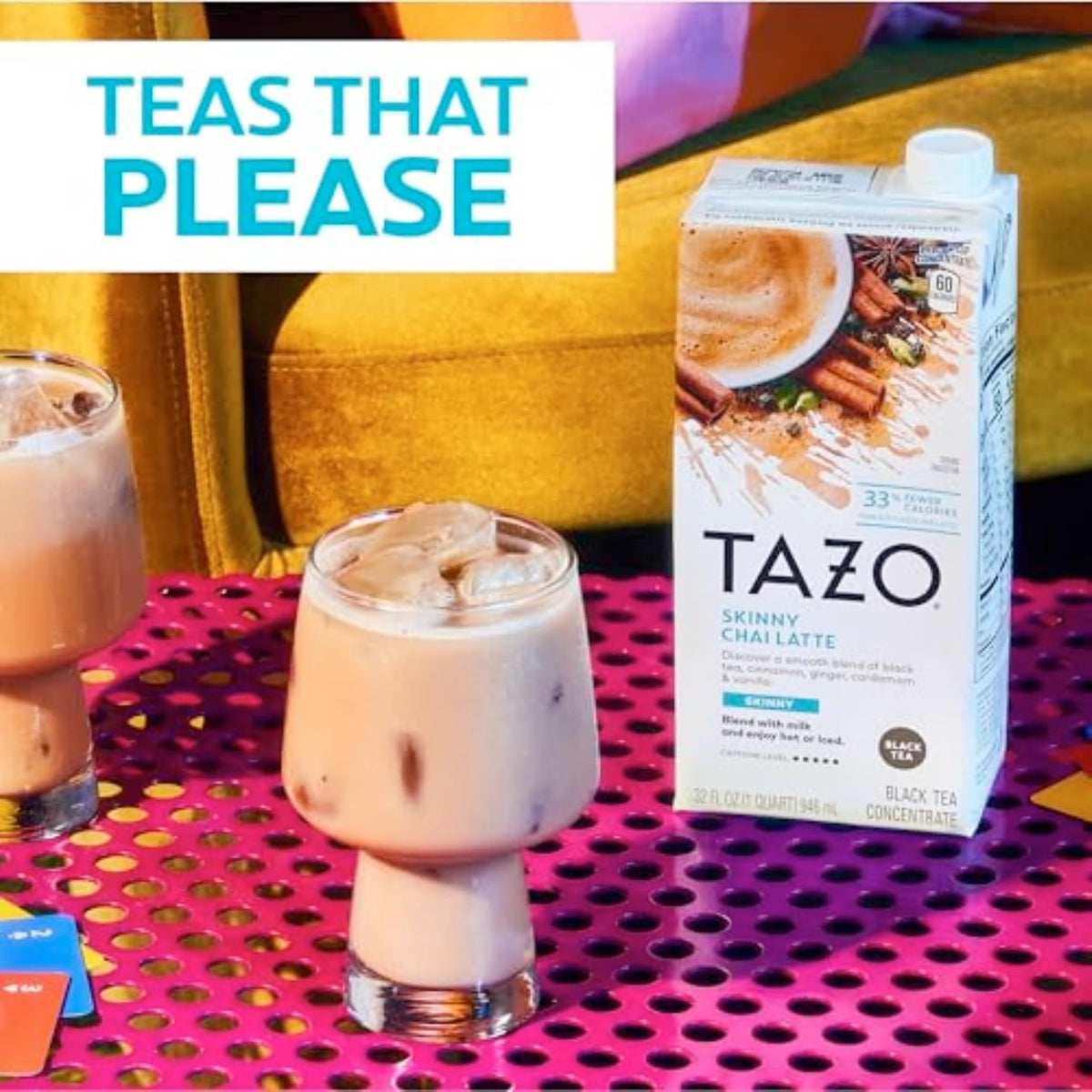 TAZO Skinny Chai Latte Concentrate, 32 oz Cartons, 2-Pack