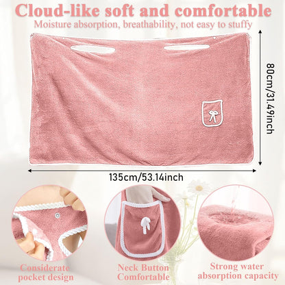 Women's Wearable Towel Bathrobe,Plus Size Wearable Shower Skirt,Quick Dry Absorbent Bath Towel for Comfortable Home Spa Body,Green, 53x31in/50-70kg