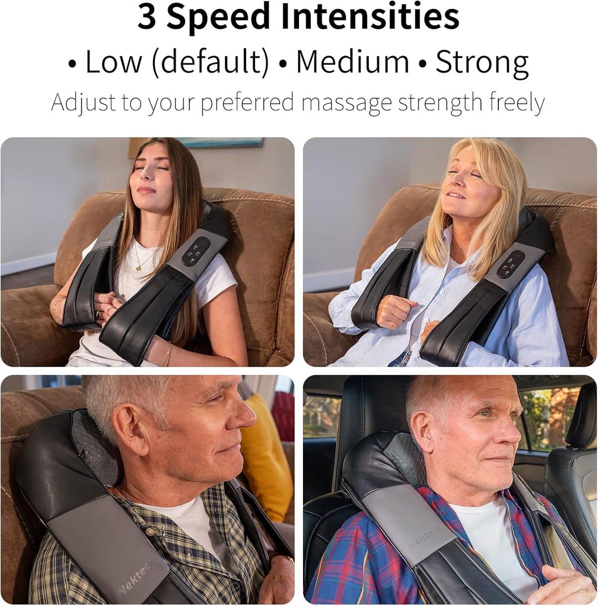 Nekteck Shiatsu Neck Massager with Heat, 2026 Upgraded Cordless Massage