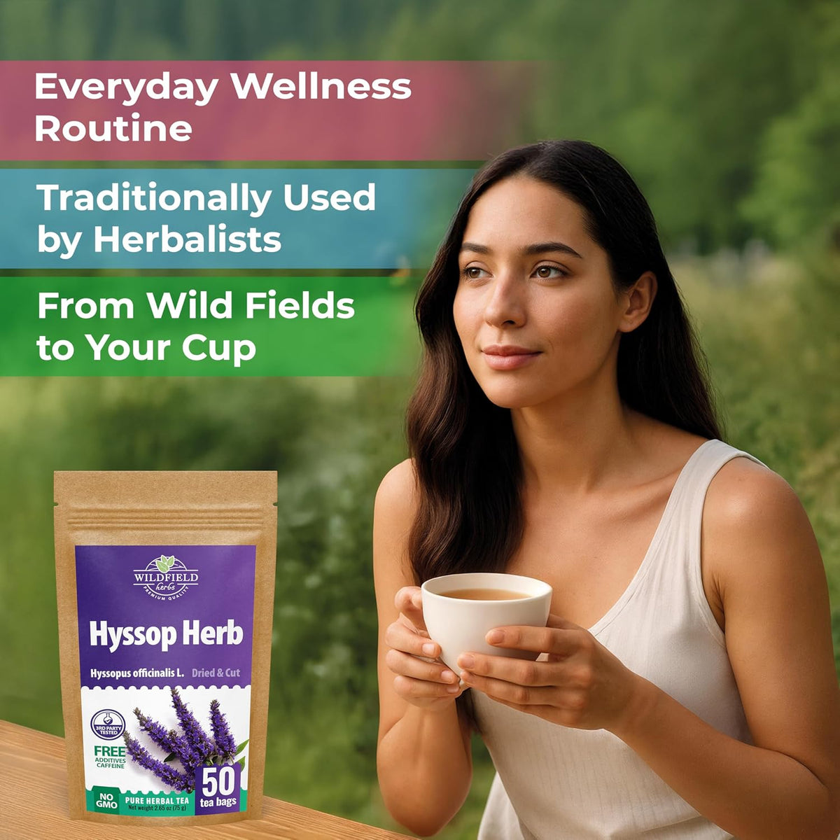 50 Bags Hyssop Dried Herb Hyssop Tea (Hyssópus Officinális) - 50 Count 1.5g Tea Bags Hisopo