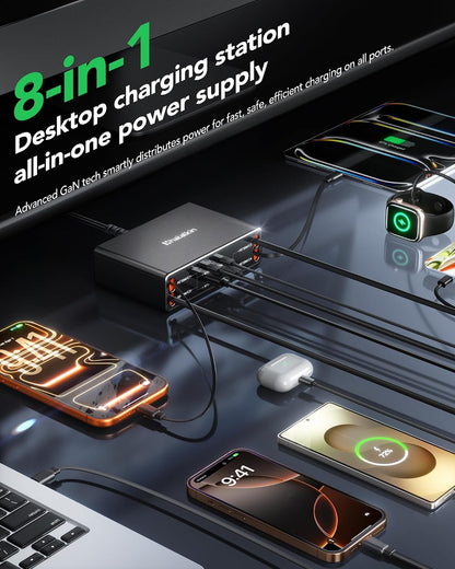 8-in-1 Retractable Charger for iPhone Duo/18 Pro Samsung Multiple Devices