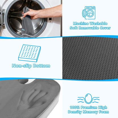 SweetSlubr Ergonomic Memory Foam Seat Cushion & Lumbar Support Pillow Set, Orthopedic Coccyx Cushion for Office Chair, Car, Home – Relieves Back, Sciatica & Tailbone Pain, Improves Posture Black/Large