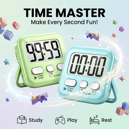Antonki 2 Pack Digital Timer for Kids Classroom Kitchen Timers for Cooking