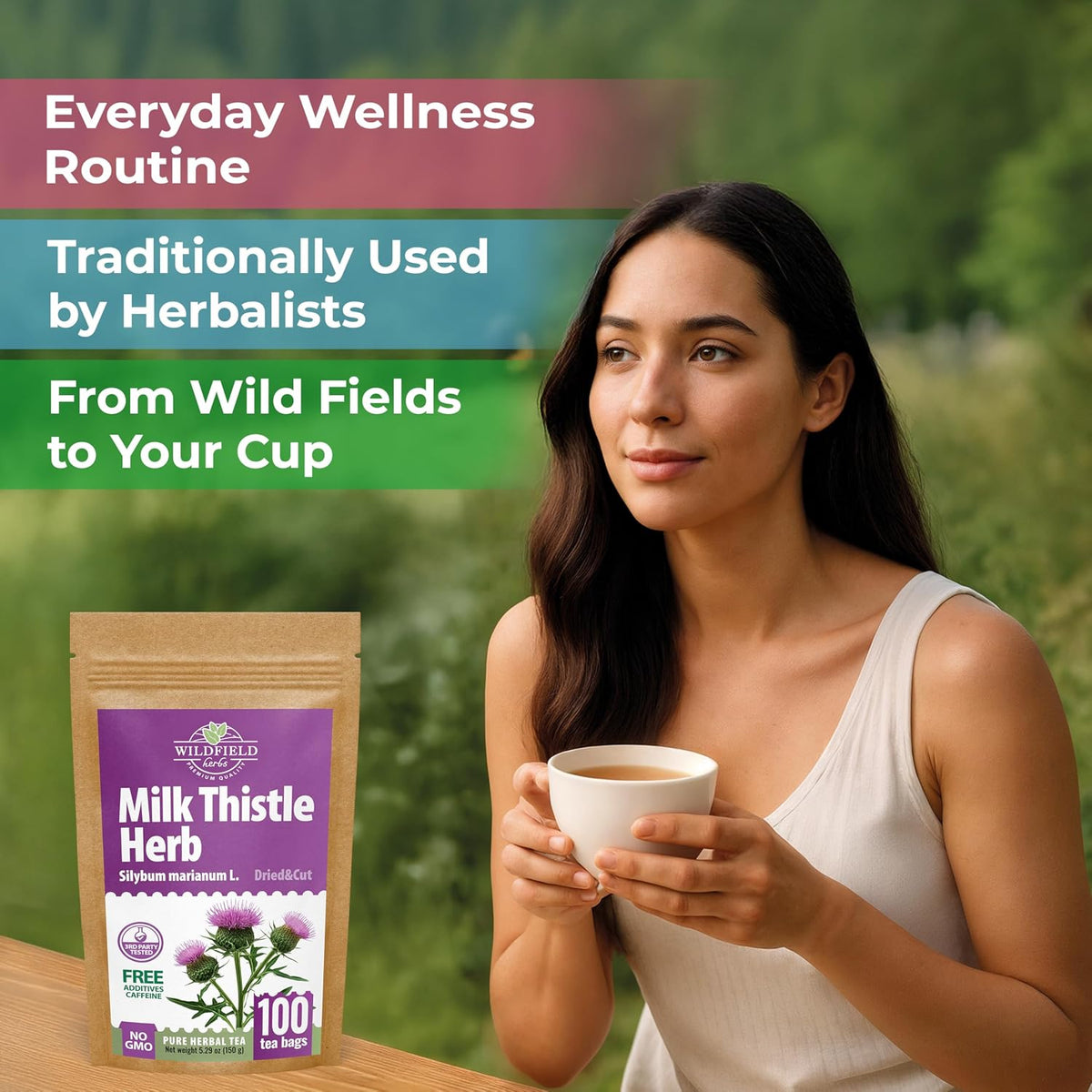 100 Bags Milk Thistle Tea Herb Dried Cardo Mariano Herbal (Silybum Marianum) - 100 Count 1.5g Tea Bags Dry Milk Thistle Herb Cardo De Leche