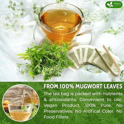 FreshDrinkUS, Premium Mugwort Leaf Tea, 120 Count, Pure, Caffeine Free