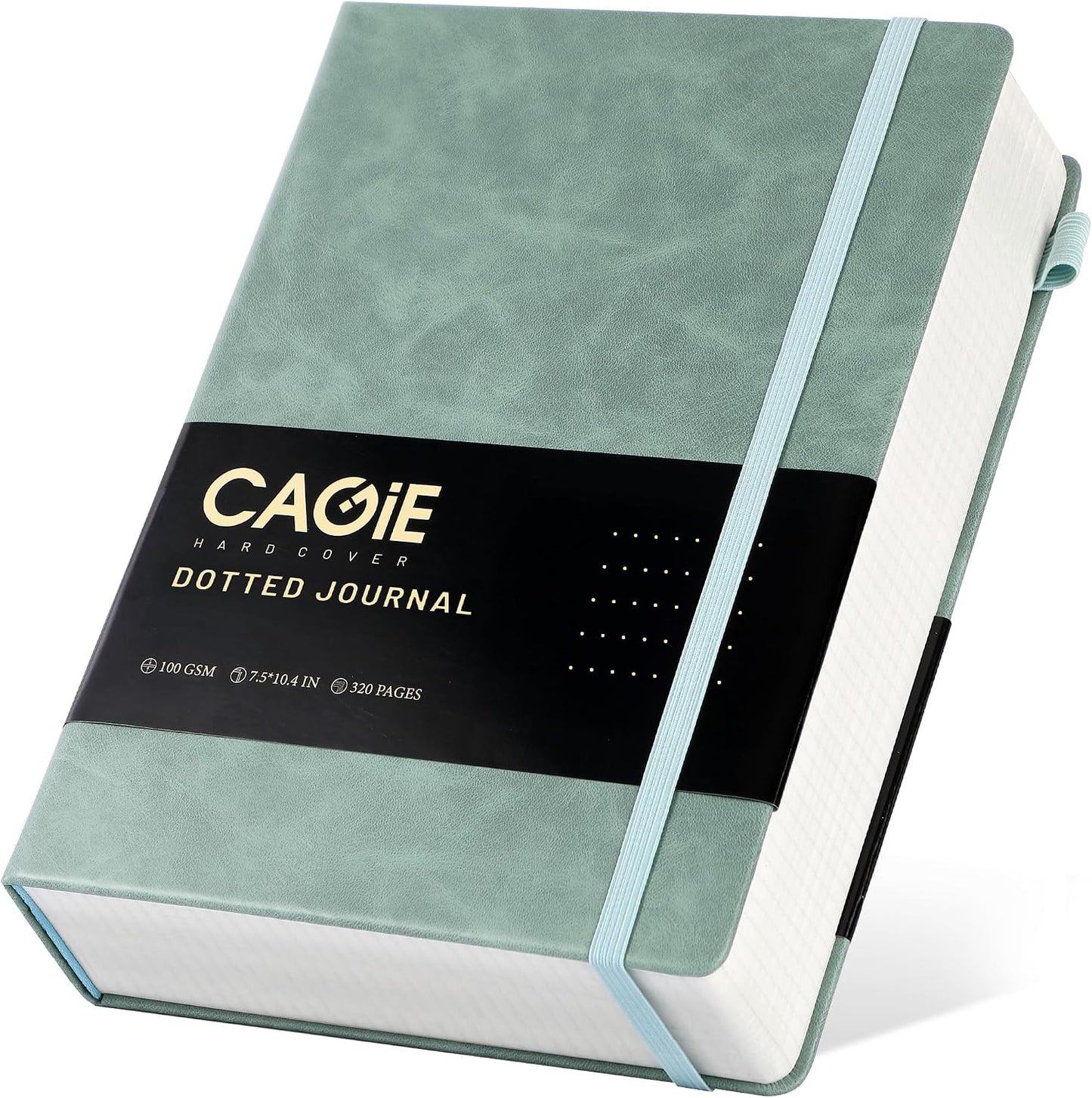 CAGIE Lined Journal Notebook for Women Men 320 Pages 100 Gsm Paper Thick Journaling Notebooks A5 Leather Journals for Writing Hardcover Journal Supplies for Work Note Taking Diary, 5.7x8.3 In, Green