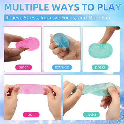 3pcs Squishy Textured Stress Balls Silky Soft Memory Gel Squeeze Balls Squishies Fidget Balls for Anxiety Relief Squishy Ball Sensory for Kids/Adults Hand Exercises 1.85inch