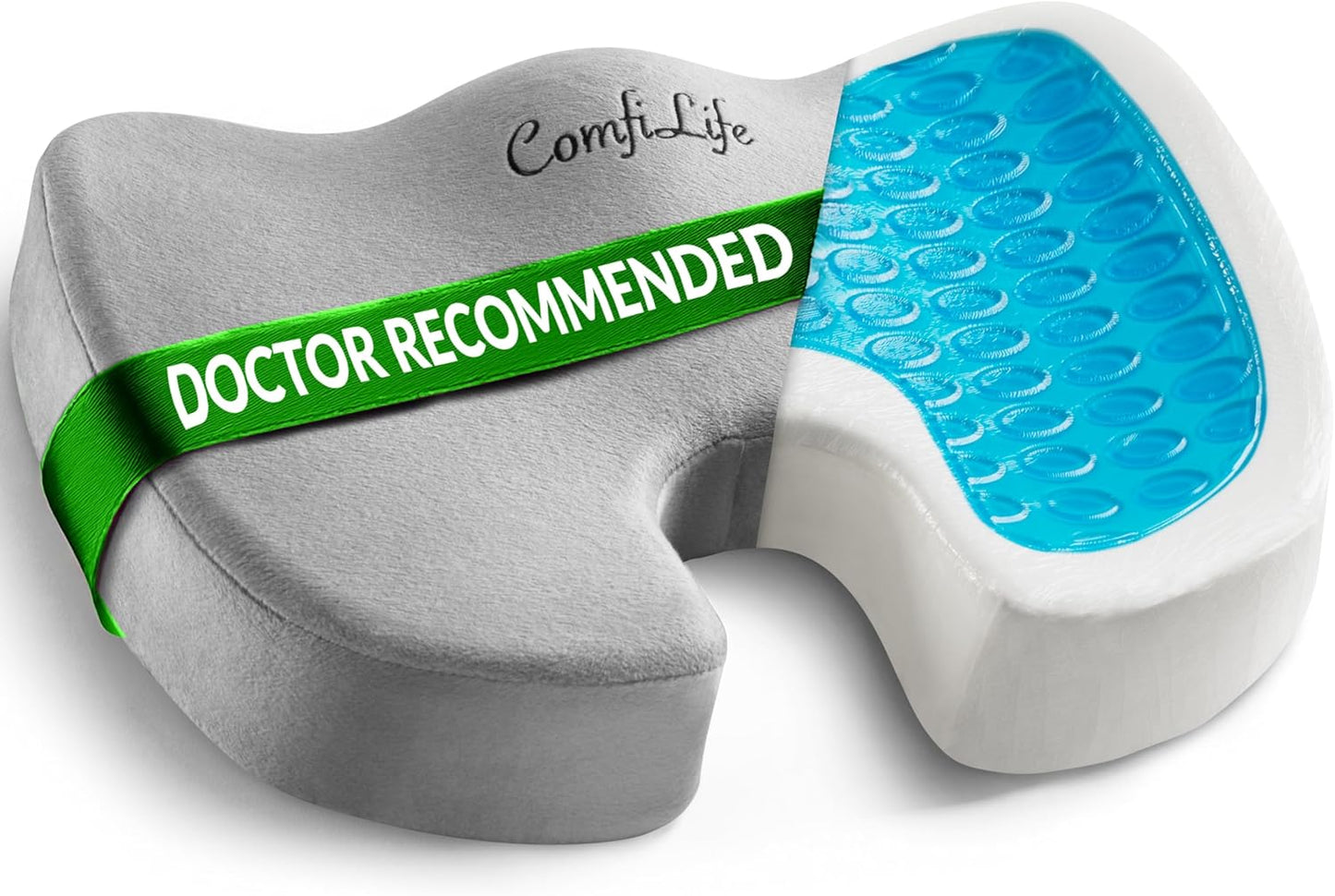 ComfiLife Gel Enhanced Seat Cushion – Office Chair Cushion – Non-Slip Gel & Memory Foam Coccyx Cushion for Tailbone Pain - Desk Chair Car Seat Cushion Driving - Sciatica & Back Pain Relief (Navy)