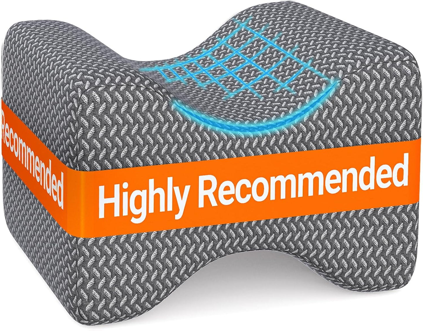 BlissTrends Memory Foam Knee Pillow, Knee Pillow for Side Sleepers, Leg Pillows for Sleeping Blood Circulation, Elevation Pillow for Spine Aligning, Sciatica, Back, Hip, Knee, Ankle Pain, Grey