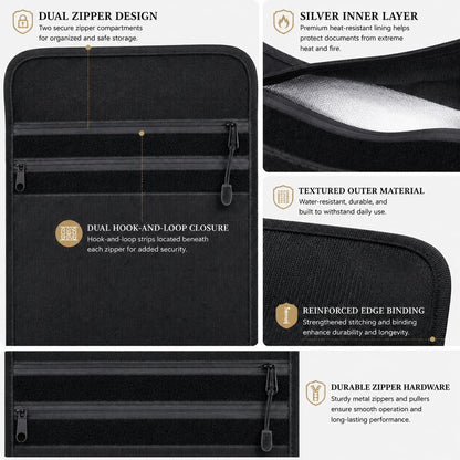 Fireproof Document Bag Set, 6400°F, 15.4x11.2'', 8.7x5.9''