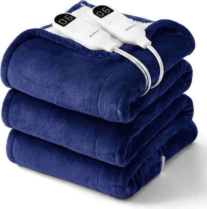 Bedsure Heated Blanket Throw Blanket with Preheat Function - Fast Heating Electric Blanket, Soft Flannel Throw with 6 Time Settings(Up to 10H), 6 Heating Settings, Gifts for Grandma (50"x60", Cream)