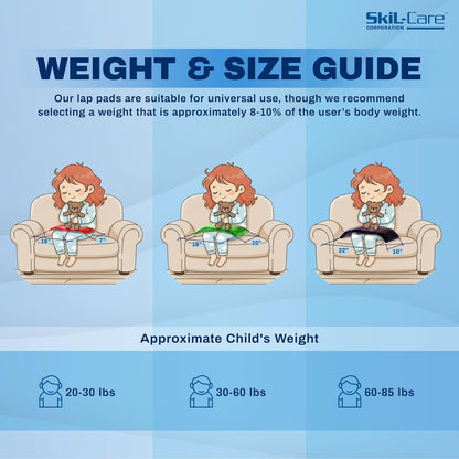 Skil-Care Gel Weighted Lap Pad, Tactile Visual Sensory, Wipe-Clean, 5 lb | Heat-sealed gel fill, wipe-clean vinyl cover, 10 x 18 in, light green, seated use at home, in the classroom, and road trips