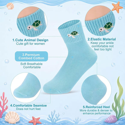 Eurzom 10 Pairs Socks Womens Crew Elastic Ankle Length Cotton Socks Aesthetic Cute Lightweight Low Cut Gifts for Women - Colors B