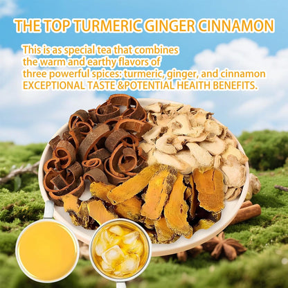Turmeric Ginger Cinnamon Tea Bags - 100% Natural Anti-Inflammatory Herbal Blend, 120 Count Caffeine Free Vegan Wellness Tea for Digestive Health & Immune Support - Warm Spicy Comfort in Every Cup
