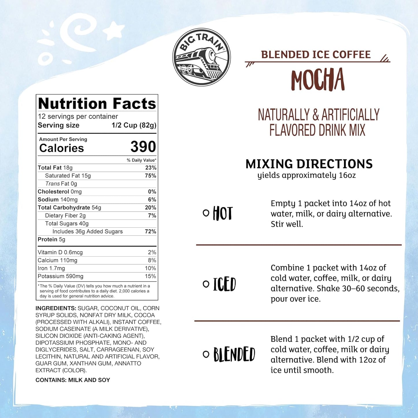 Big Train Spiced Chai Tea Latte Beverage Mix, 2.9 oz Packets (Pack of 12)