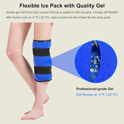Koo-Care Extra Large Gel Ice Pack for Injuries Reusable Flexible Hot Cold Therapy Compress with Strap for Shoulder Rotator Cuff, Back, Hip, Shin - Knee Replacement Surgery Pain Relief XL 13" x 14.7"
