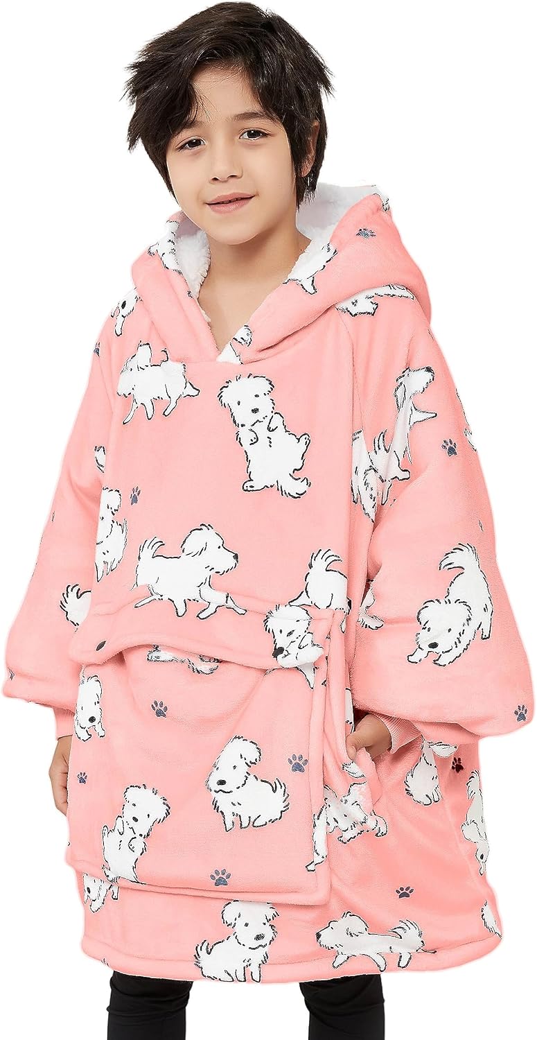 KFUBUO Wearable Blanket Hoodie for Adults Sherpa All Patterns Cat Oversized Sweatshirt Blanket with Pockets for Women